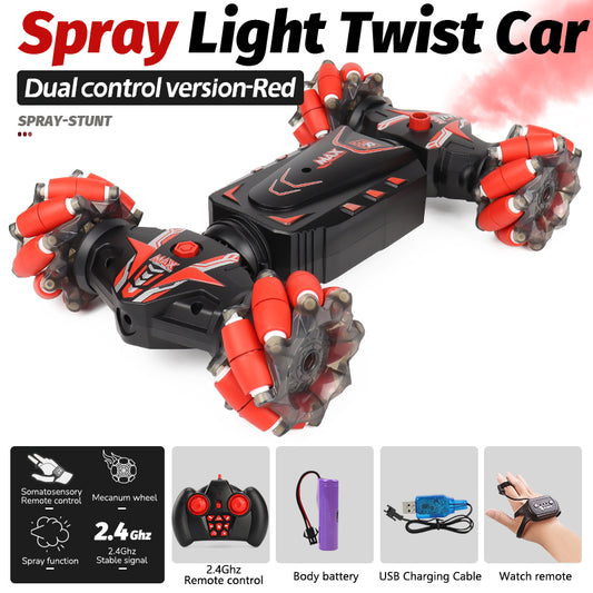 2-in-1 Gesture Sensing RC Stunt Car – 4WD Climbing Drift Vehicle with Spray & Dual Control